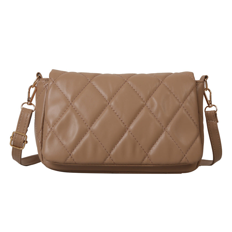 Women's Textured Rhombus Leather Casual Bag