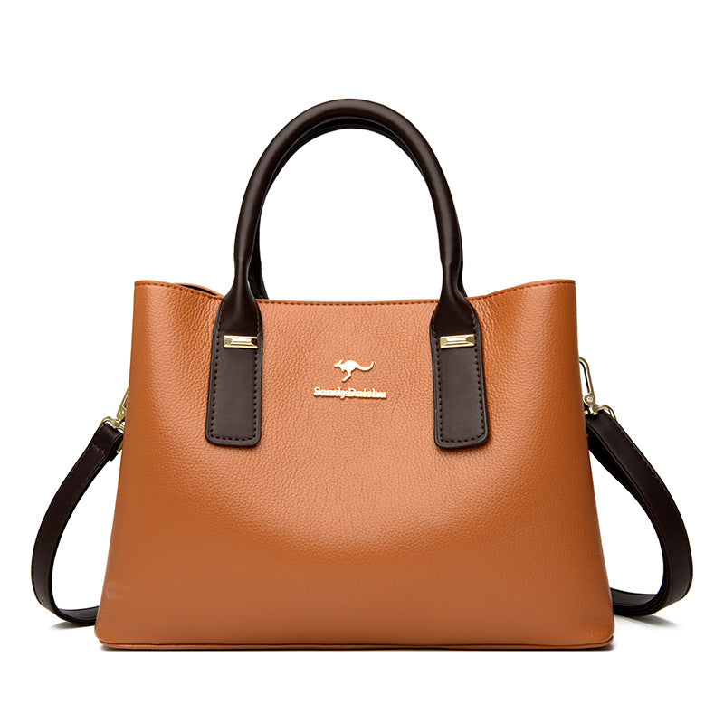 Women's Leather Double Magnetic Buckle Bag