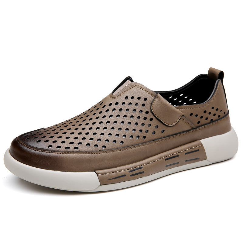 Men's Leather Hollow Breathable Shoes (In Stock)