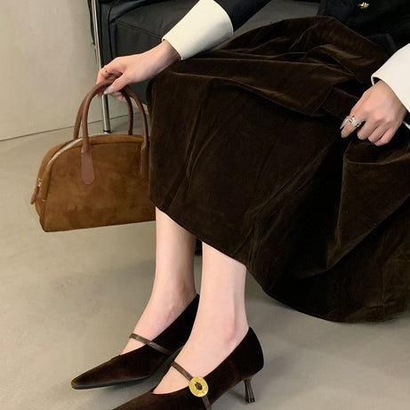 Women's Pointed Toe High Heels Mary Jane Pumps Shoes