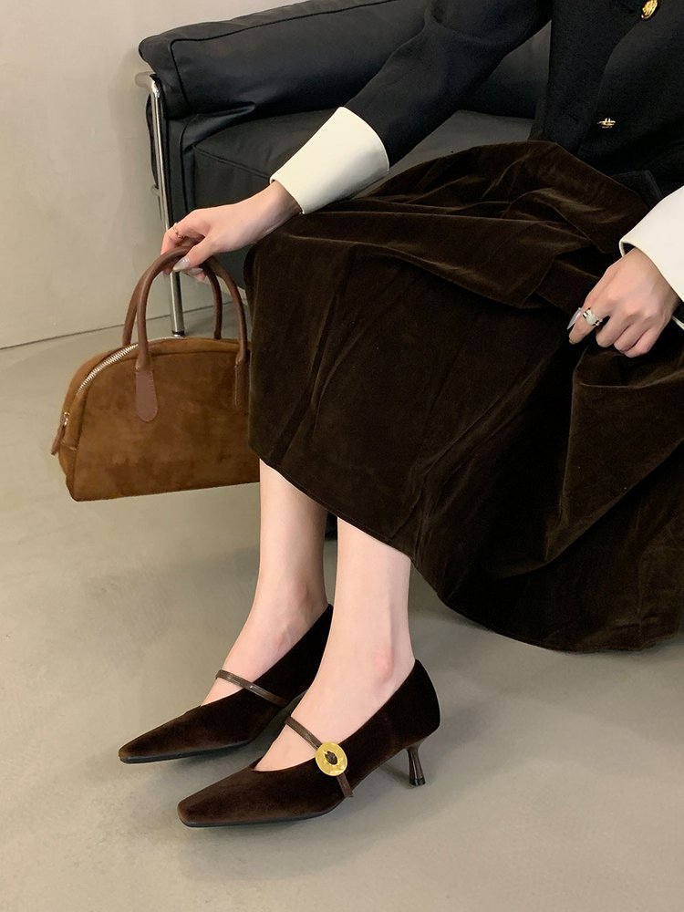 Women's Pointed Toe High Heels Mary Jane Pumps Shoes