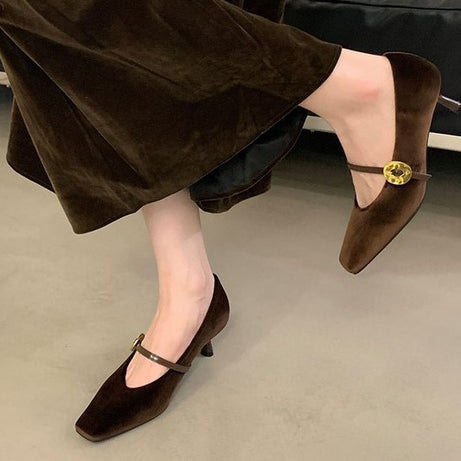 Women's Pointed Toe High Heels Mary Jane Pumps Shoes
