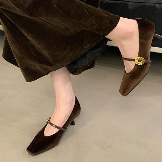 Women's Pointed Toe High Heels Mary Jane Pumps Shoes