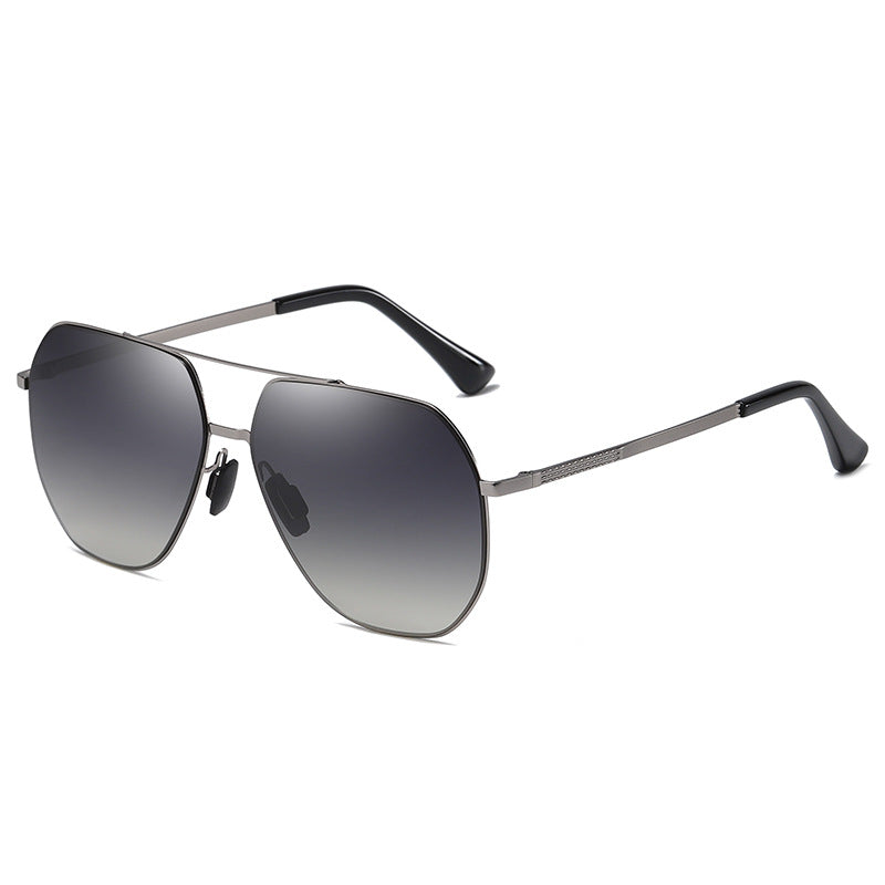 Men's Large Frame Two-color Metal Polarized Sunglasses