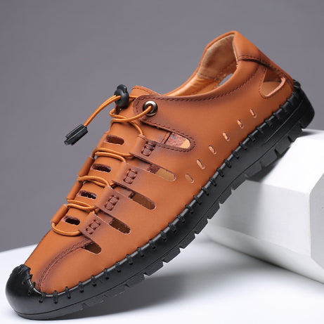 Men's Leather Breathable Hollow Casual Sandals