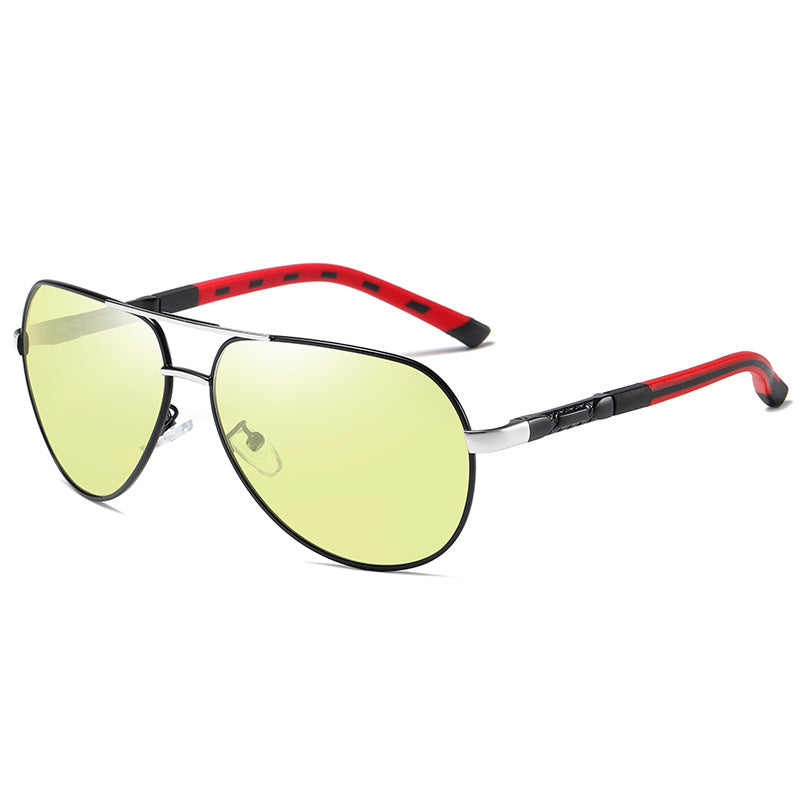 Metal Polarized Color-changing Round  Driving Sunglasses