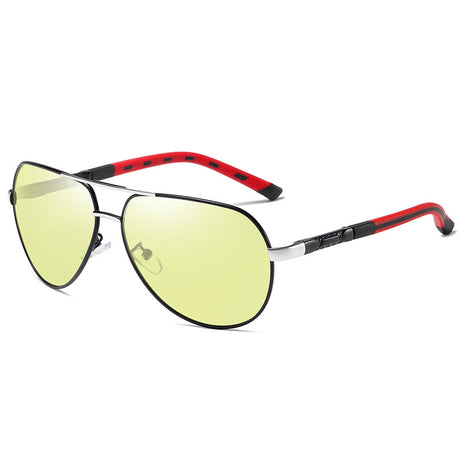Men's Metal Polarized Color-changing Round Sunglasses