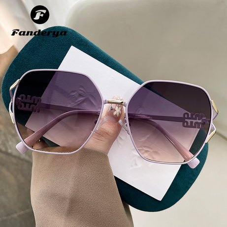 Women's Large Frame Polygon UV Protection Sunglasses