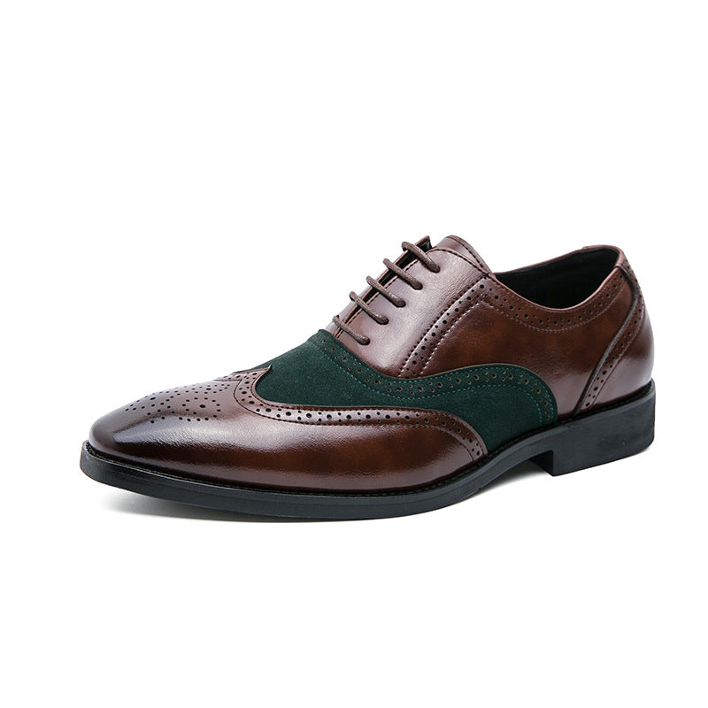Men's Leather British Style Brock Carved Shoes
