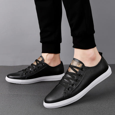 Men's Low-Top Leather Casual Sneakers