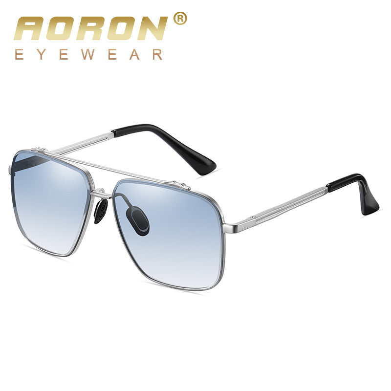 Men's Colorful Two-color Large-frame Metal Sunglasses