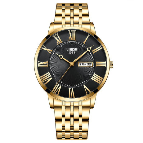 Men's Simple Gold Steel Belt Quartz Watch