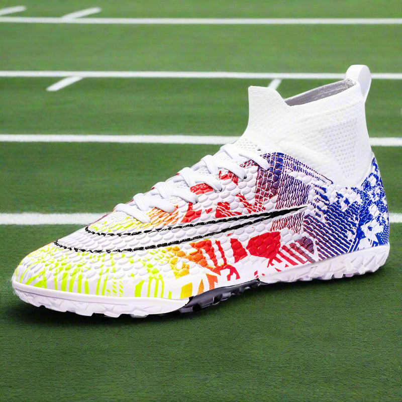 Men's High-Top Gamon Leather Football Turf Sports Shoes