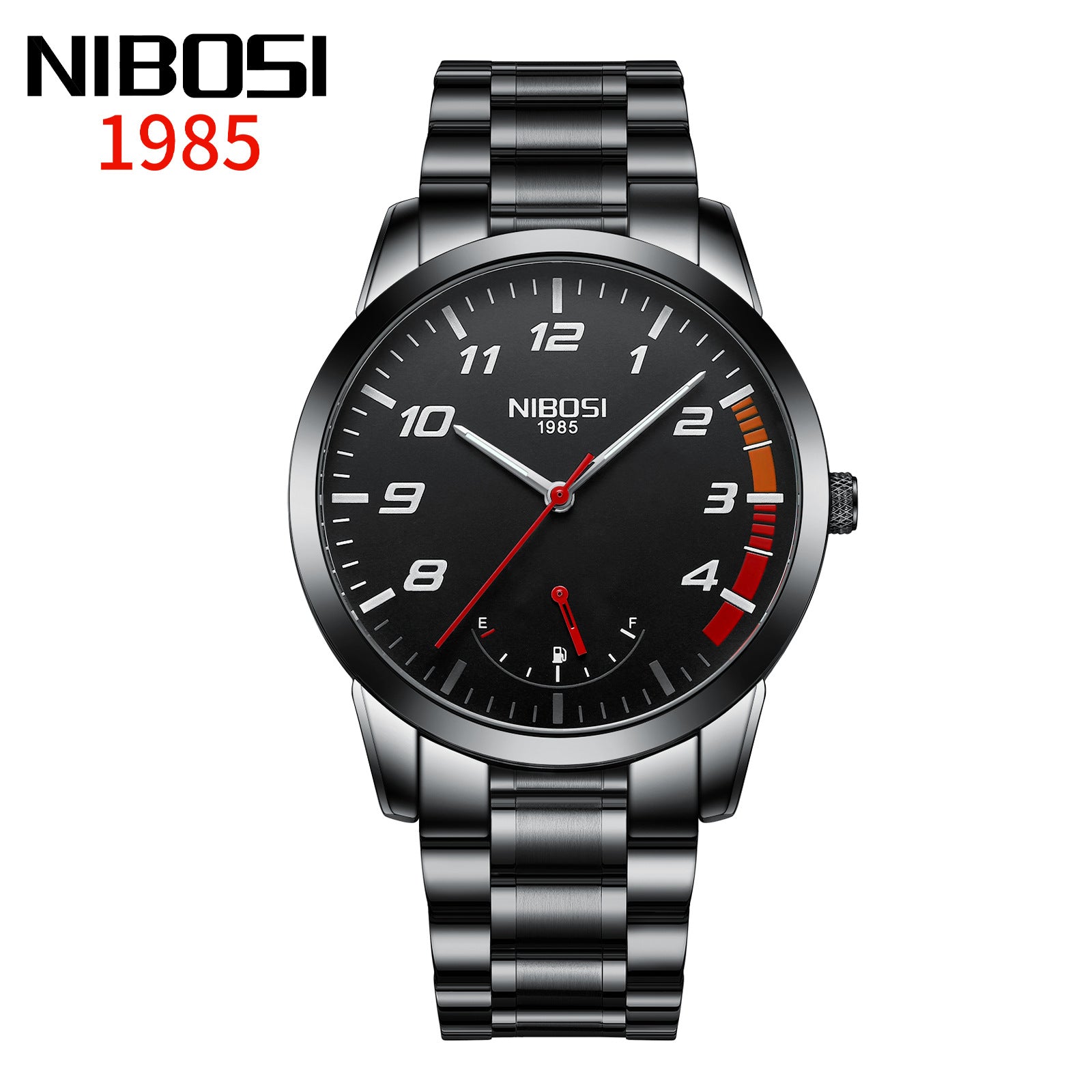 Men's Solid Steel Belt Double Snap Watch