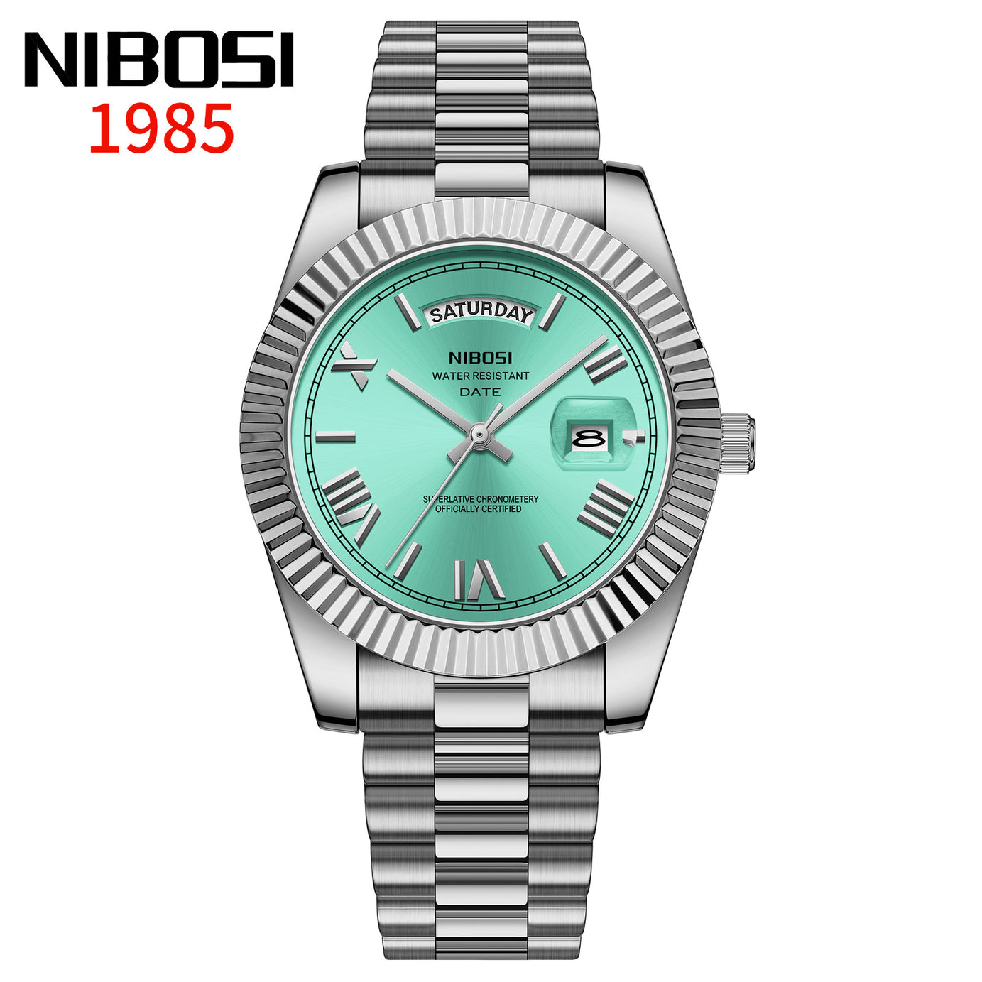 Men's Solid Steel Strap Crown Colorful Watch