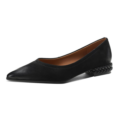 Women's Leather Retro Polished Pointed Shoes