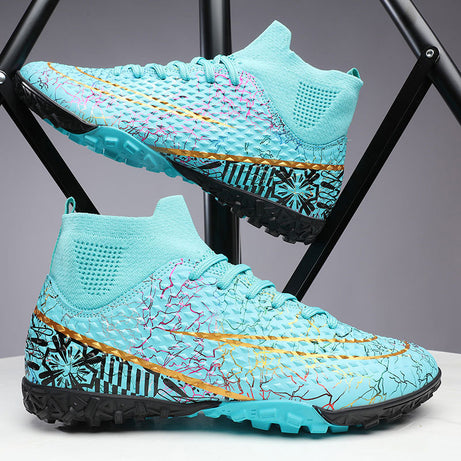 Men's Fly Knitting High-Top Football Turf Sports Shoes