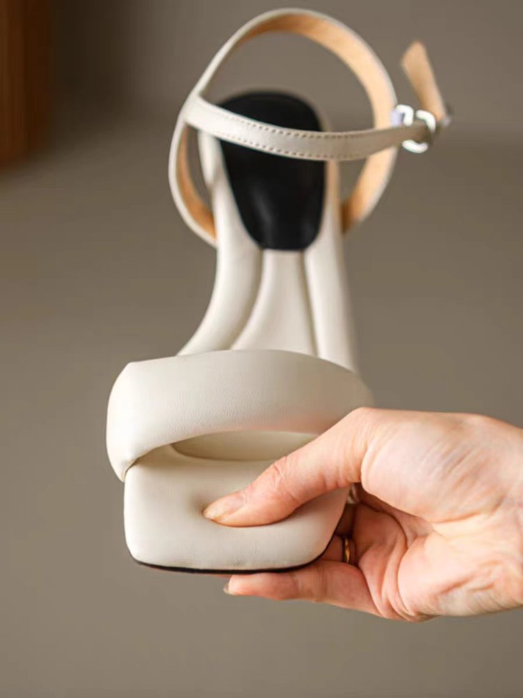 Women's Black Ankle Strap Buckle Sandals