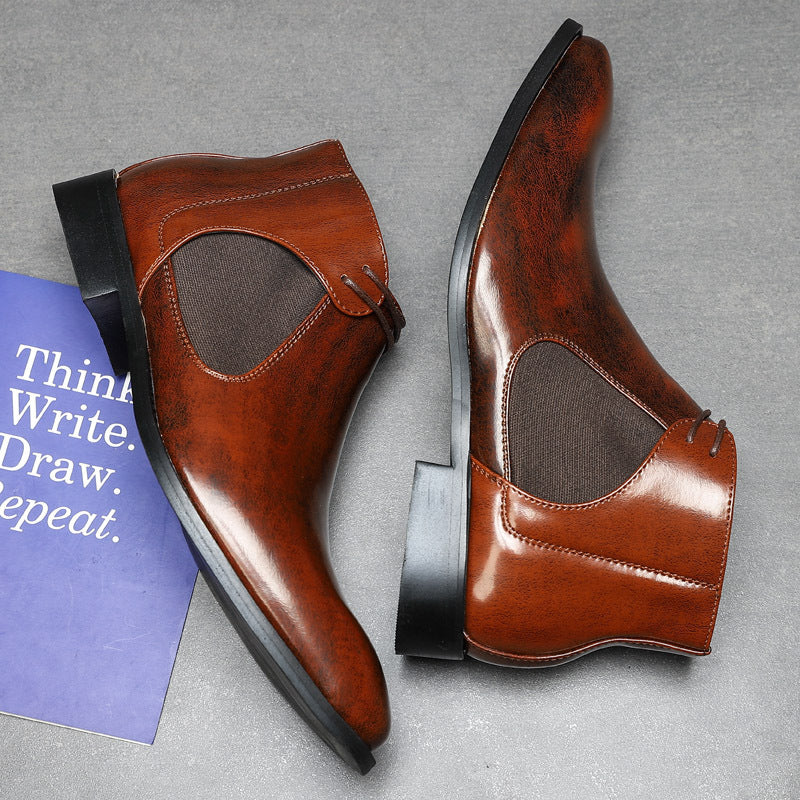 Men's Chelsea Boots High Top Sleeve Leather Shoes
