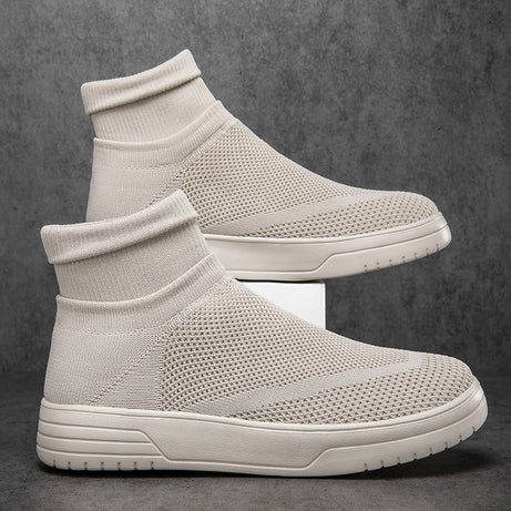 Men's Breathable Mesh High-Top Thick-Soled Shoes