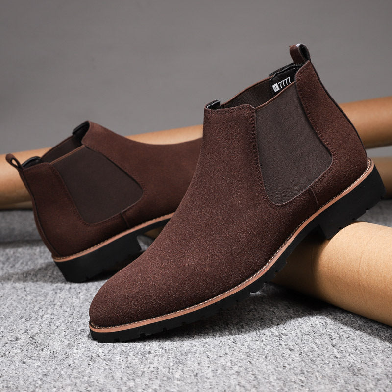 Men's Leather High- Top Casual Chelsea Boots