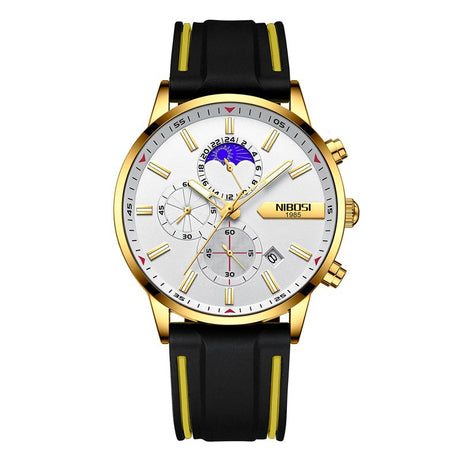 Men's Moon Phase Silicone Tape Watch