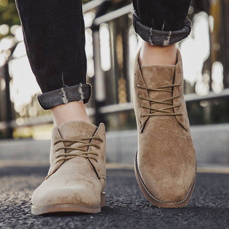 Men's High-Top Pointed Leather Martin Boots