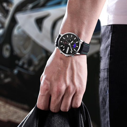 Men's Moon Phase Silicone Tape Watch