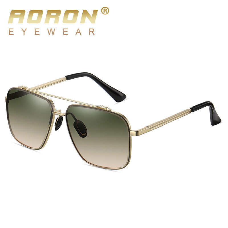 Men's Colorful Two-color Large-frame Metal Sunglasses