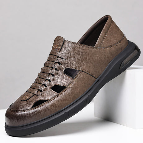 Men's Cowhide Hollow Breathable Casual Sandals