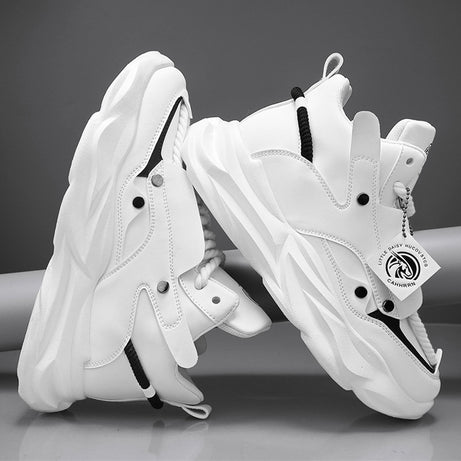 Men's Leather High-Top Chunky Casual Sneakers