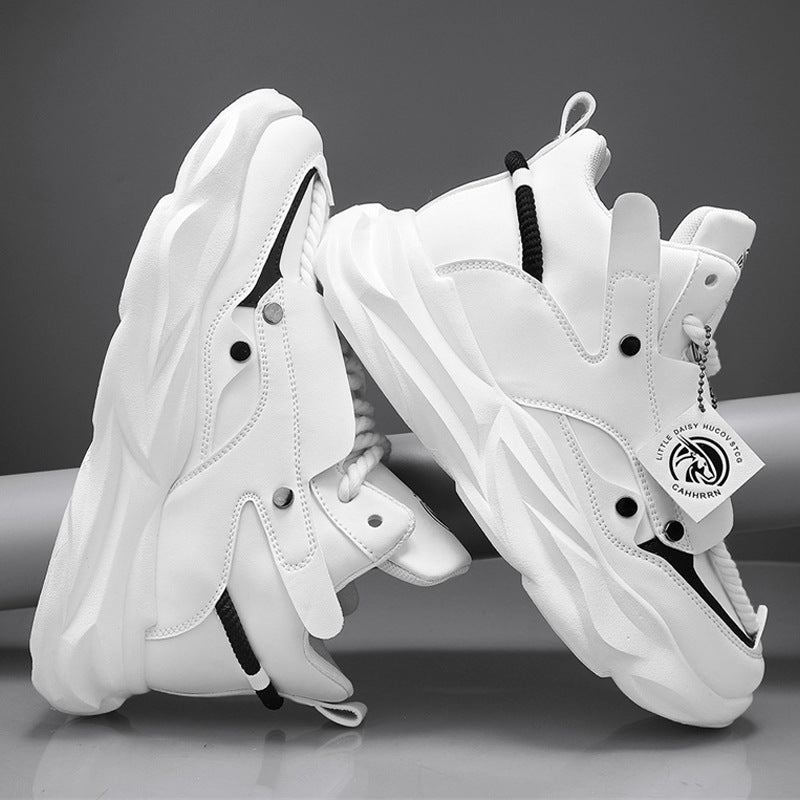 Men's Leather High-Top Chunky Casual Sneakers