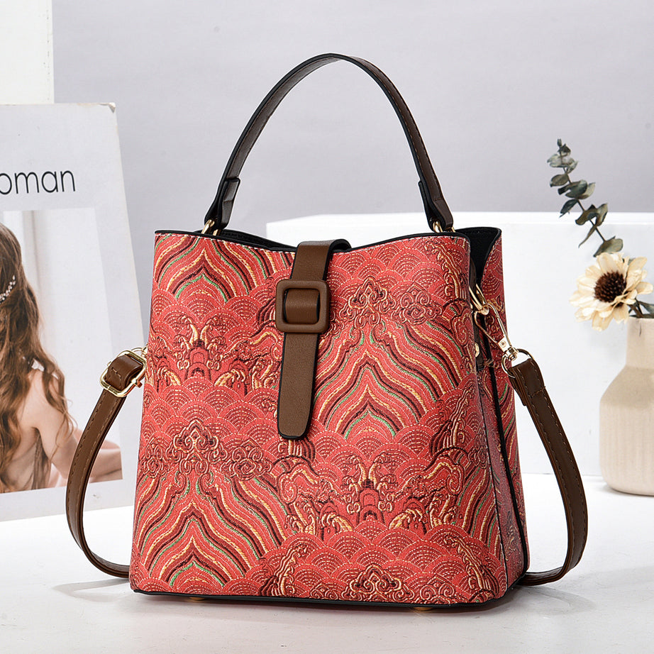 Women's Crossbody Bucket Bag Embroidery Bag