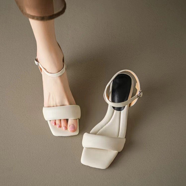 Women's Black Ankle Strap Buckle Sandals