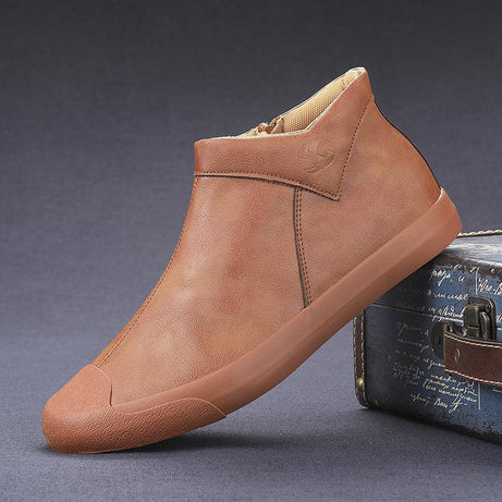 Men's Casual Leather Shoes Side Zipper  Shoes