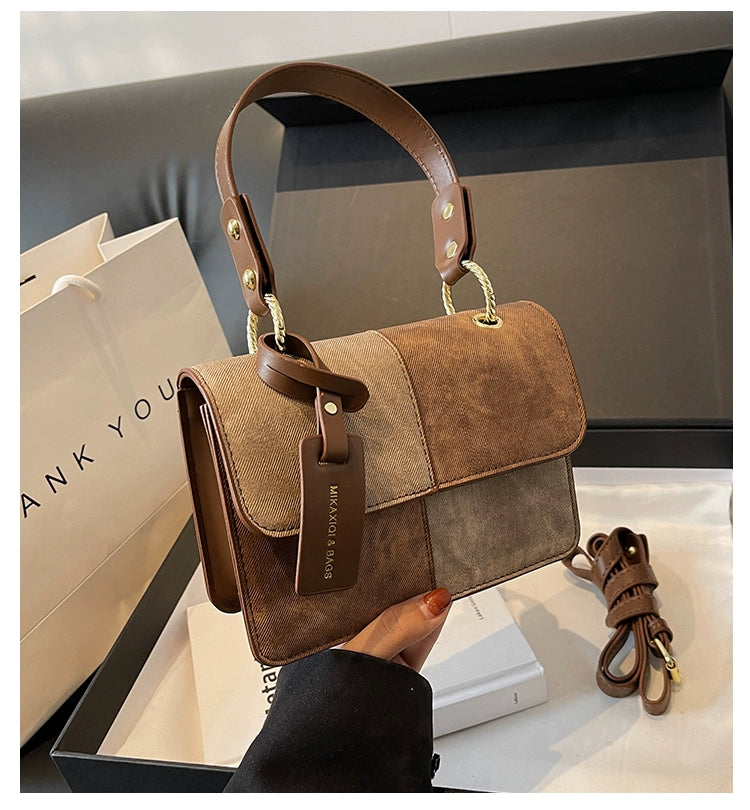 Women's Retro Contrasting Classic Handbag