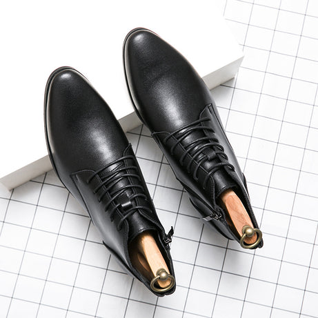 Men's Fashion High Top Pointed Leather Shoes
