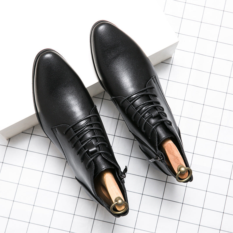Men's Fashion High Top Pointed Leather Shoes