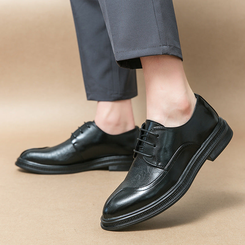 Men's Retro Trend British Pointed Leather Shoes