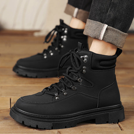 Men's High-top Thick-soled Solid Color Martin Boots