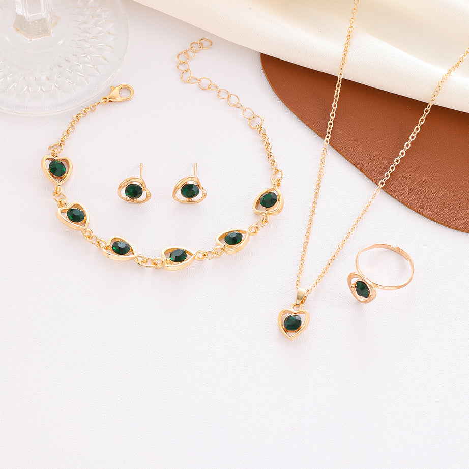 Women's Heart Necklace Earrings  Bracelet Set