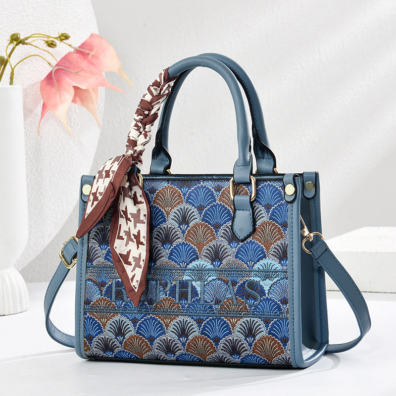 Women's Fashion Embroidery Handbag Large-Capacity Bag