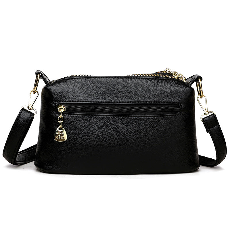 Women's Versatile Three-Layer Soft Leather Bag
