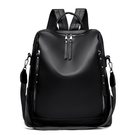 Women's Leather Trendy Large Backpack