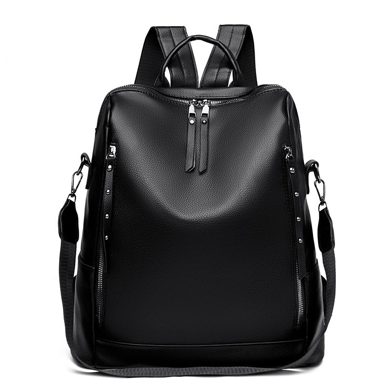 Women's Leather Trendy Large Backpack
