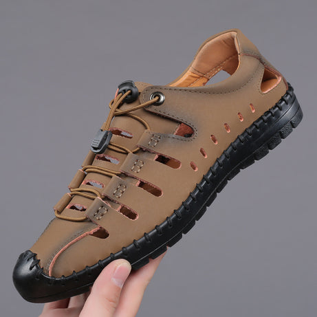 Men's Leather Breathable Hollow Casual Sandals