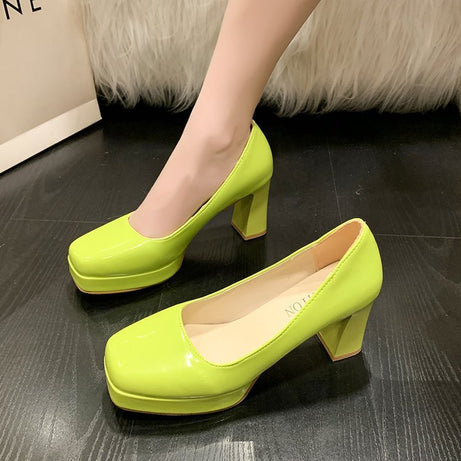 Women's Square Head High Heels Work Shoes
