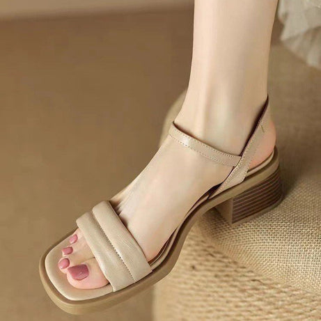 Women's Chunky Mid Heels Open Toe shoes