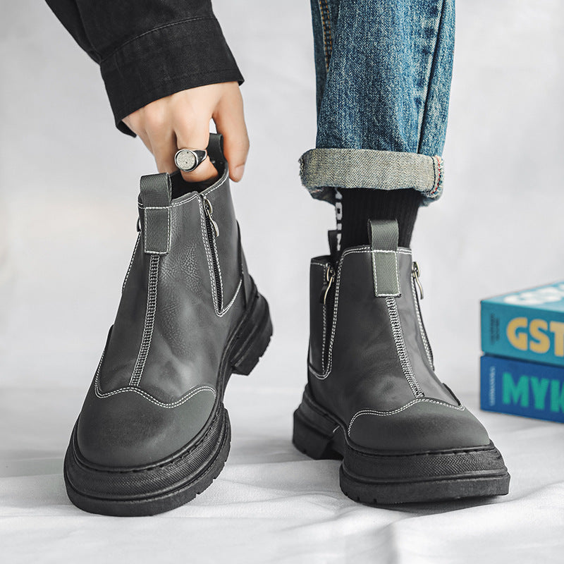 Men's Leather Chelsea Boots High-Top Fashion Boots