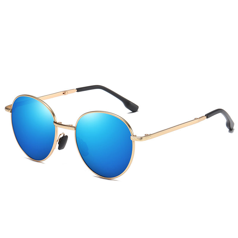 Men's Folding Polarized Round Frame Colorful Sunglasses